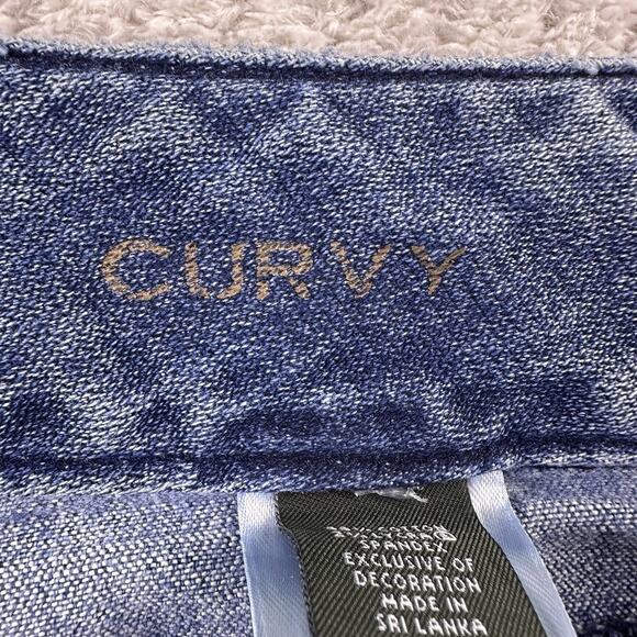 Eddie‎ Bauer Jeans Womens 8 Blue Curvy Capri Light Wash Zip Denim 98% Cotton - Picture 12 of 14